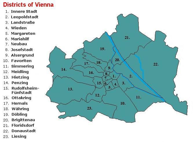 Wien نقشه مناطق