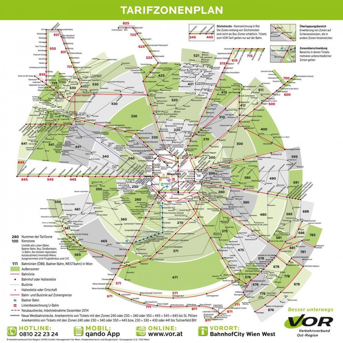 نقشه از وین حمل و نقل مناطق